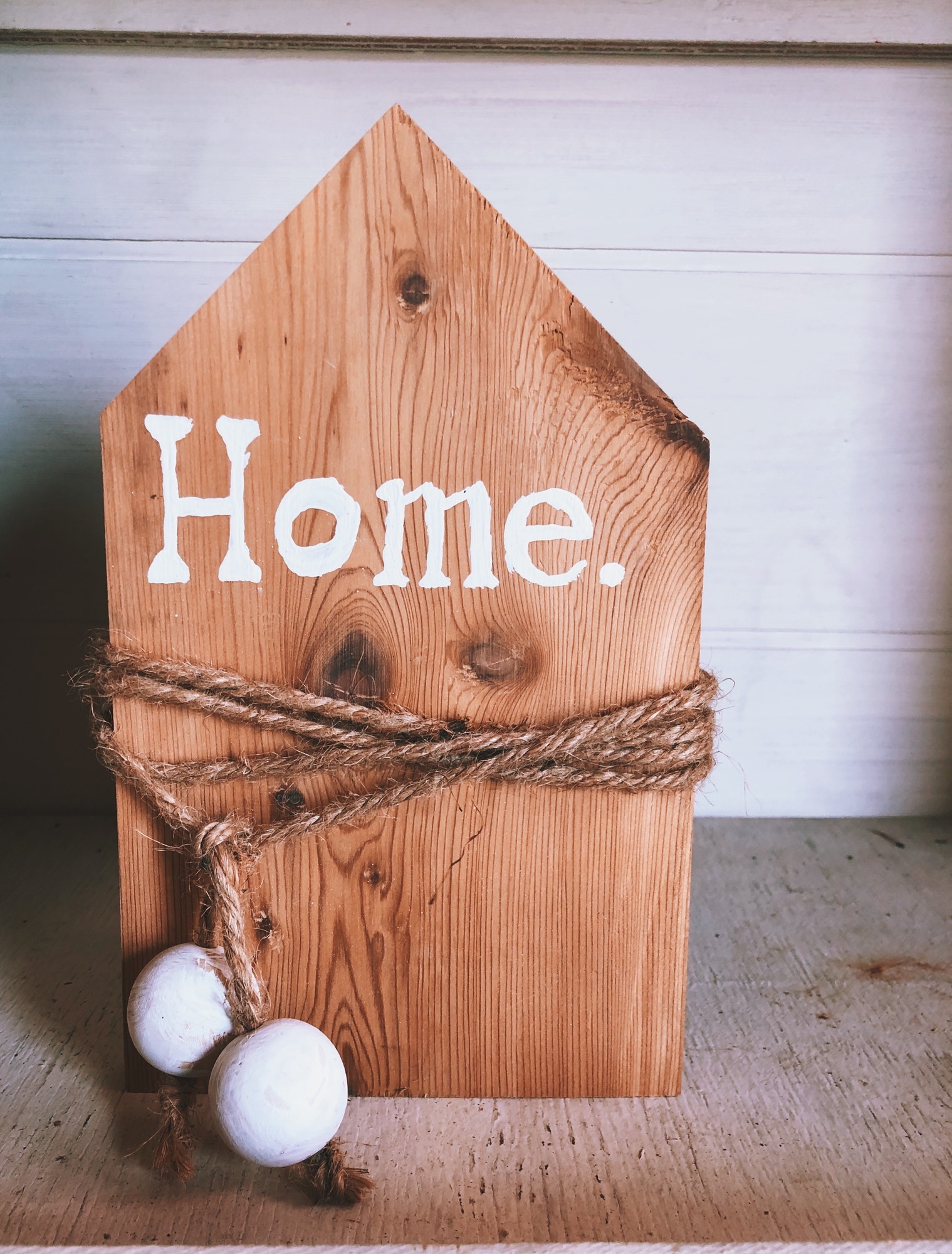 Handmade wooden home decor with a word Home